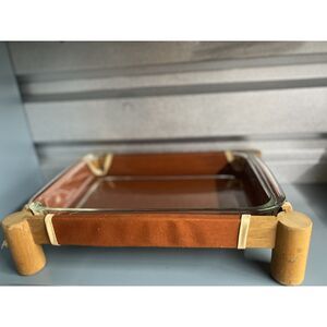 Vintage Pyrex “Baker in a Hammock” Casserole Dish with Mid-Century Modern Stand